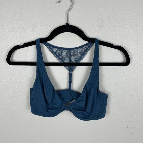 Victoria Secret Body By Victoria Unlined Demi Front Close Bra 32D Lace Racerback - Picture 1 of 5